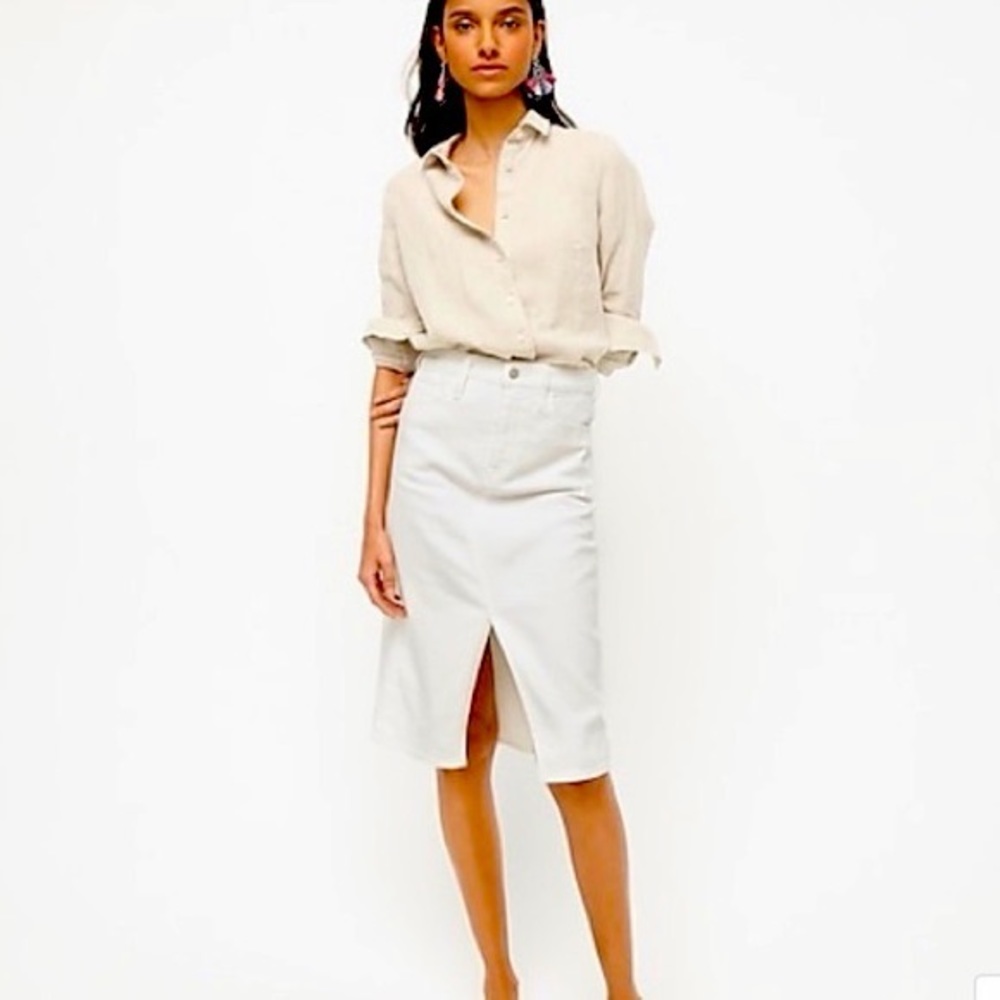 J. Crew White Denim Midi Skirt - size 27